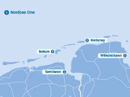 Die 54 Windkraftanlagen von Nordsee One umfassen eine Fläche von rund 41 km².